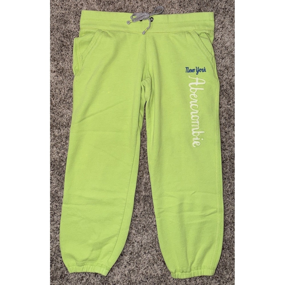 Abercrombie & Fitch Women's M Lime Green Jogger Sweatpants Embroidered Logo